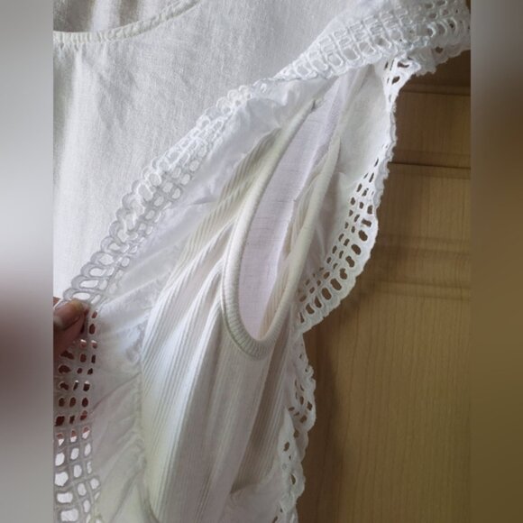 Linen White La e Trim Womens Top 3xl - Picture 4 of 10